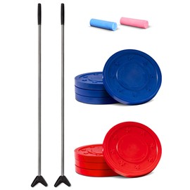 GoSports Driveway Shuffleboard Game Set - Includes 2 Shuffleboard Cue Sticks, 8 Pucks, 2 Pieces of Chalk