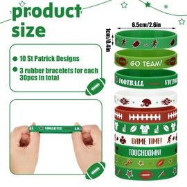 60 Pcs Football Silicone Wristband Slap Bracelets Football Party Favors for Kids Motivational Sports Football Themed Birthday Football Party Supplies Gift Giving Classroom Rewards