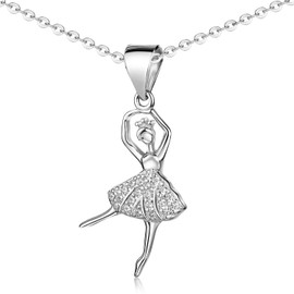 MATERIA by Matthias Wagner Ballerina Pendant Silver 925 Zirconia Stones with Chain, Zirconia