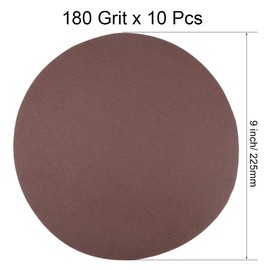 sourcing map 9 Inch Sanding Disc 180 Grits Flocking Sandpaper for Sander 10 Pcs