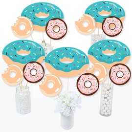 Donut Worry, Let's Party - Doughnut Party Centerpiece Sticks - Table Toppers - Set of 15