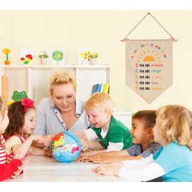 5 Things to Remember Today-Calming Corner Decor-Homeschool Banner-Coping Techniques Wall Art-Calm Down Skills-Classroom Sign-Flag Decor Gift for Kids Boys Girls-Banner Wall Sign Gifts for Classroom