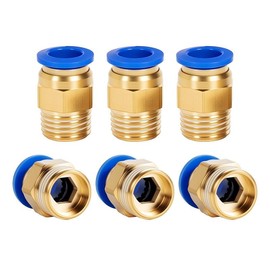 6Pcs 1/4G x 8mm Push to Connect Fittings, Pneumatic Quick-Connect Adapters 1/4 Inch Thread Tube OD, Straight Push-Fit Air Fittings, Dual-Port Nylon Connectors, Push-to-Seal Hose Couplings