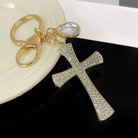 YONGYAN Fashion Cross Rhinestone Cute Keychain Purse Bag Buckle Ladies Bag Pendant Charm Car Keyring for Women