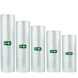 Packs of 5 Vacuum Food Sealer Rolls,Bags for Vacuum Sealing,Sous Vide Bags Allow You to Cut a Bag to The Size You Want, 5 Different Sizes