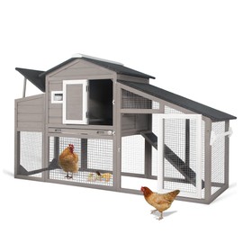 Ketive Chicken Coop Large Wooden Chicken Tractor - with Wheels Waterproof Outdoor Hen House Poultry Cage Back Yard Chicken Coops with Run, Laying Boxes and Secure Enclosure (Sloping Roof)