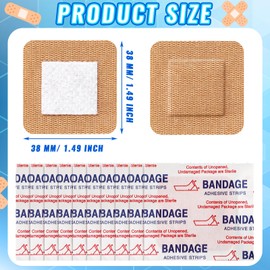 Marsui 200 Pcs Adhesive Spots Bandages Square Tan Adhesive Bandages Flexible Non Latex Knuckle Fingertip for Small Incisions Wound Care Discreet First Aid and Hides Skin Spots(1.5")