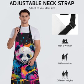 Bidesk Funny Panda Apron, Adjustable Kitchen Splash Art Design with Cute Pandas Aprons with Pockets for Cooking BBQ Gardening, 28×33 IN, Holiday Gifts for Women Wife, for Chef Baking, Oxford Fabric