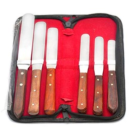 AAProTools New Premium Grade Stainless Steel Set of 6 Pieces Dental Mixing Spatula Plastic ALIGNATE Mixing-Wooden Handle