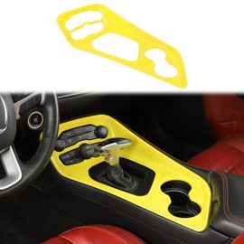 Voodonala for Challenger Gear Shift Shifter Panel Shift Lever Panel Transmission Gear Selector Gearstick Panel Cover Trim Fit for 2015-2024 Dodge Challenger Interior Accessories ABS Yellow
