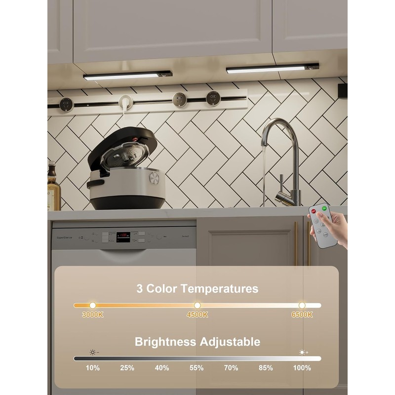 Tnight 8pack Under Cabinet Lighting Wireless,56 LED -3 Color& 7