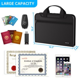 ENGPOW Document Organizer Folder,Fireproof Expanding File Folder with Multi Pockets,3 Pockets File Organizer with Handle,Portable Home Travel Safe Storage for Important Documents,Passport,Laptop