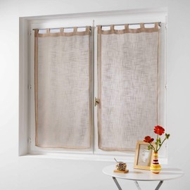 Douceur d 'Intérieur Pair Curtain Linen Effect Tisse haltona, Polyester, Hazelnut brown, 120 x 60 cm