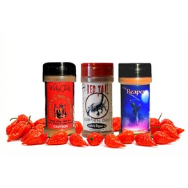 Wicked Reaper Extreme Chili Powder Gift Set, 3 Pack – Ghost, Scorpion, Carolina Reaper, 2 oz Bottles