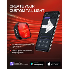 Animated Bike Tail Light, Design Patterns via App, Cute Bike Light, Smart Bicycle Brake Light for Night Riding, Rechargeable, IP66 Waterproof, Gift for Kids and Cyclist