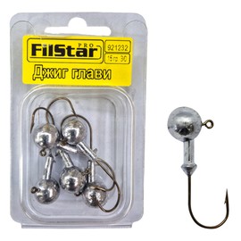 PRO FILSTAR Pack of 5 Jig Heads 15 g with Fishing Hooks N3/0 - Jig Head for Rubber Fish - Jig Heads Hooks - Jig Head Set - Fishing Hooks - Jig Head - Sports Set - Fishing Accessories - Fishing