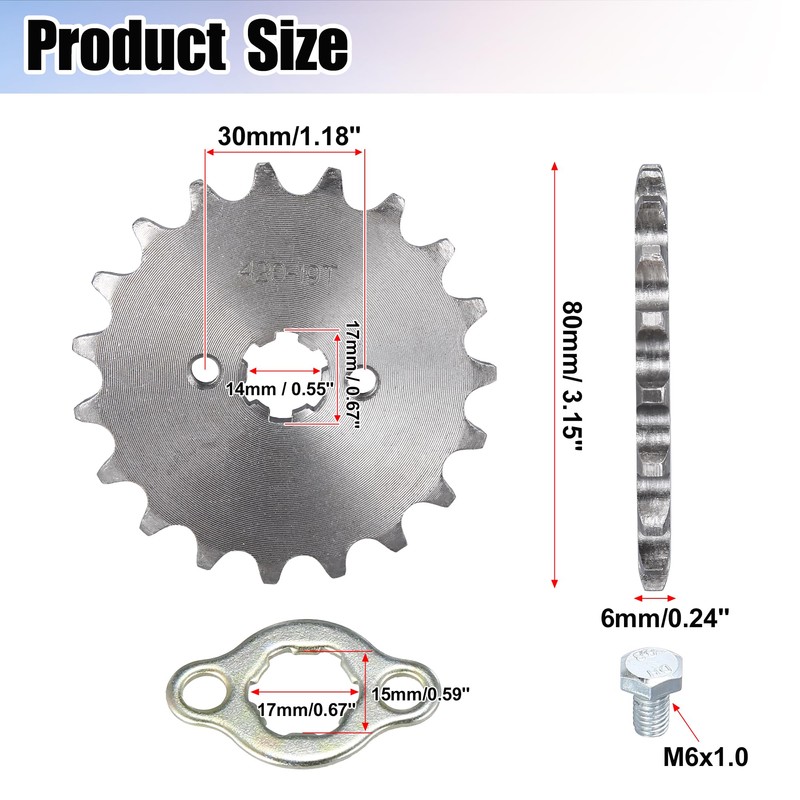 Motoforti 420 19T 17mm Motorcycle Front Engine Sprocket for Honda