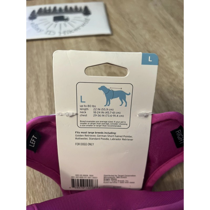 Boots & Barkley Reflective Comfort Large Dog Harness Pink NWT