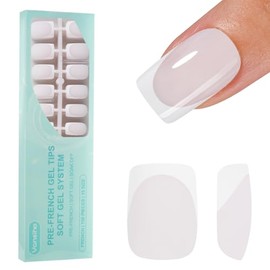 Vansiho 150 Uñas de Gel Francesas, Uñas Postizas Blancas con Punta Francesa, Uñas de Gel Suaves Cuadradas Cortas en Blanco Lechoso, Uñas Postizas Acrí