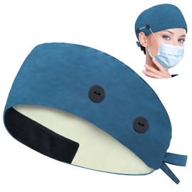 ABAMERICA Working Caps with Button and Sweatband, Adjustable Working Hats for Women Men, One Size(Tie Back or Toggle)