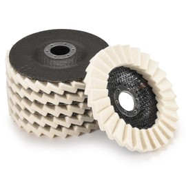 Wool Flap Buffing Wheel Pad Wool Polishing Wheel Felt Polishing Flap Discs 4.5 inch for Angle Grinder, Stainless Steel, Marble, Stone, Furniture, Car Wax for Surface Finishing and Restoration 6pcs