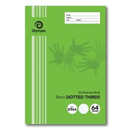 Olympic, A4 Exercise Book, 64 pages, 9mm Dotted Thirds with Red Margin