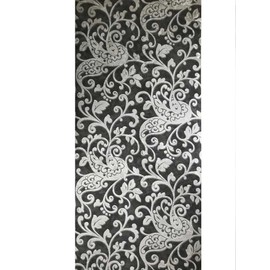 Modern Embossed Vinyl Wallpaper Silver Charcoal Black Metallic Victorian Vintage Damask Faux Wool caw Fur Effect Design 3D