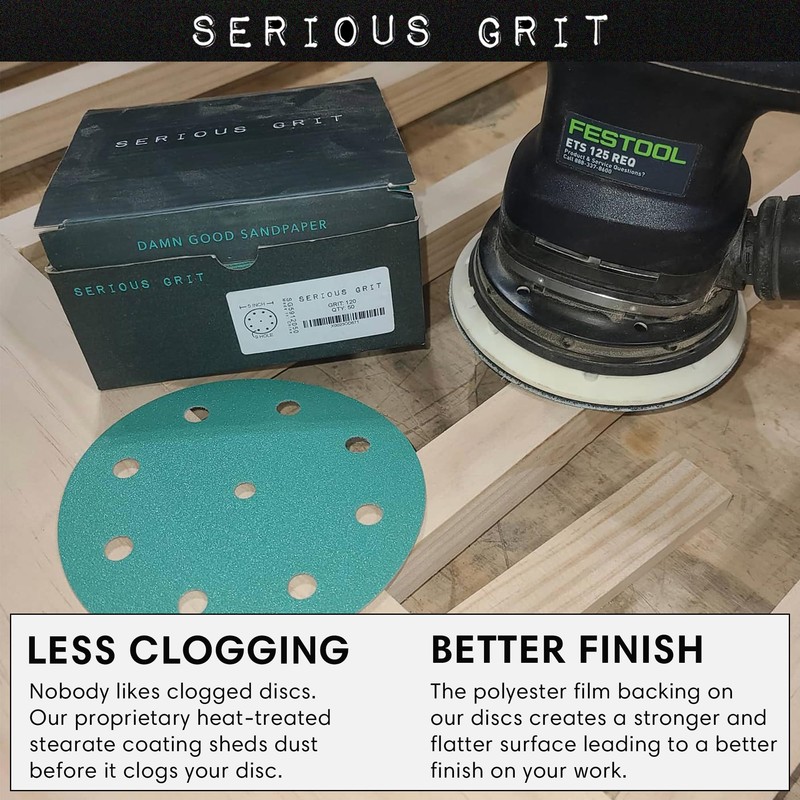 Serious Grit - 5-Inch 9-Hole 2000 Grit Sanding Discs -