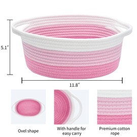 ABenkle Small Basket with Gift Bag and Ribbons, 12"x 8" x 5" Cute Small Woven Basket, Rope Shelf Toys Storage Basket with Handle, Decorative Empty Gift Basket