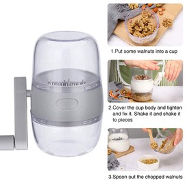 Nut Chopper Manual Nut Grinder Hand Crank For All Nuts Walnut Pecans, Hand Held Food Shredder Cutter Mincer Food Shredder Tool for Vegetables Fruits Nuts(Grey)