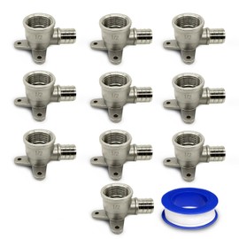 CMI Inc - 1/2" Stainless Steel PEX Drop Ear Elbow | Female Threaded 90° Plumbing Fitting | Lead-Free for Shower Heads, Water Lines, Expansion Systems, Hot & Cold Water, CPVC, PVC, and more - 10 Pack