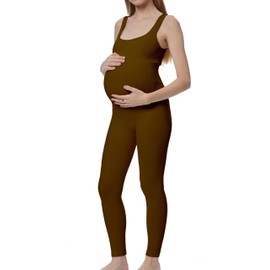BDITANLE Maternity Workout Romper Pregnancy Yoga Ribbed One Piece Seamless Square Neck Leggings Jumpsuit