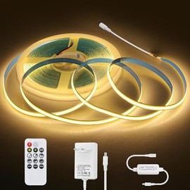 Aclorol Aclorol COB LED Streifen 10M LED Streifen Warmweiss 3000K Dimmbar LED Strip 24V 8mm Breite mit Fernbedienung und Netzteil Flexibel LED Band fr Fernseher Schlafzimmer Wohnzimmer DIY Dekoration CRI85+