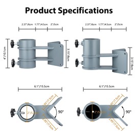 BRILLIHOOD Pair of Patio Umbrella Side Holder, Stainless Steel Parasol Holder Umbrella Clamp Mount/Bracket Sun Umbrella Base and Bracket for Outdoor Deck Railing, Balcony - Corner Mount (Grey)