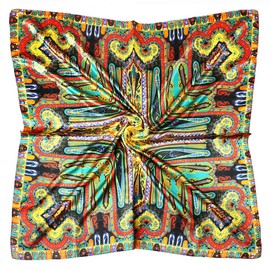 vabovin 35" Ladies Satin Square Silk Like Hair Scarves and Wraps Headscarf for Sleeping (Geometric Cashew Design)