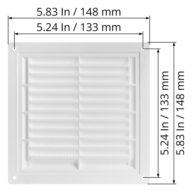 ECOPRO VENT / 4" x 4" Inch Inside Measurement/White Plastic
