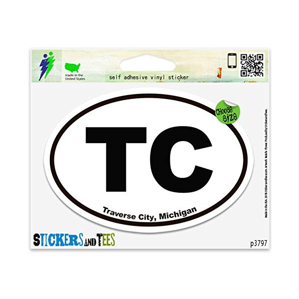 TC Traverse City Michigan Oval Vinyl Car Bumper Window Sticker