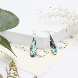 AeraVida Vintage Abalone Shell Streak Teardrop .925 Sterling Silver Dangle Earrings | Elegant Abalone Shell Sterling Silver Jewelry for Women