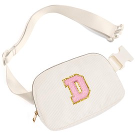 Gitus Gifts for Teen Girls 10-12 12-14 14-16 16-18 Birthday Gifts for Girls Women Sister Teacher Initial Belt Bag Fanny Pack Crossbody Bags for Teen Girl Gifts Trendy Stuff Travel Essentials (Ivory-D)