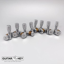 Hipshot NEW Hipshot 8-String Grip-Lock LOCKING TUNERS Knurled Buttons 4x4 Set - CHROME