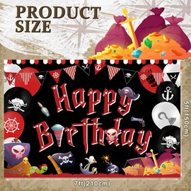 QIEXI Pirate Backdrop Pirate Party Decorations Pirate Birthday Party Banner Supplies Nautical Wall Hanging Decorations for Pirate Treasure Hunt Party Birthday Party Decorations 7x5ft
