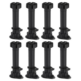 sourcing map Adjustable Legs, 8Pcs 46 x 150mm - Furniture Leveling Foot, Thin Legs Leveler Support Frame for Bed Sofa Coffee Table Bathroom Cabinet (Black)
