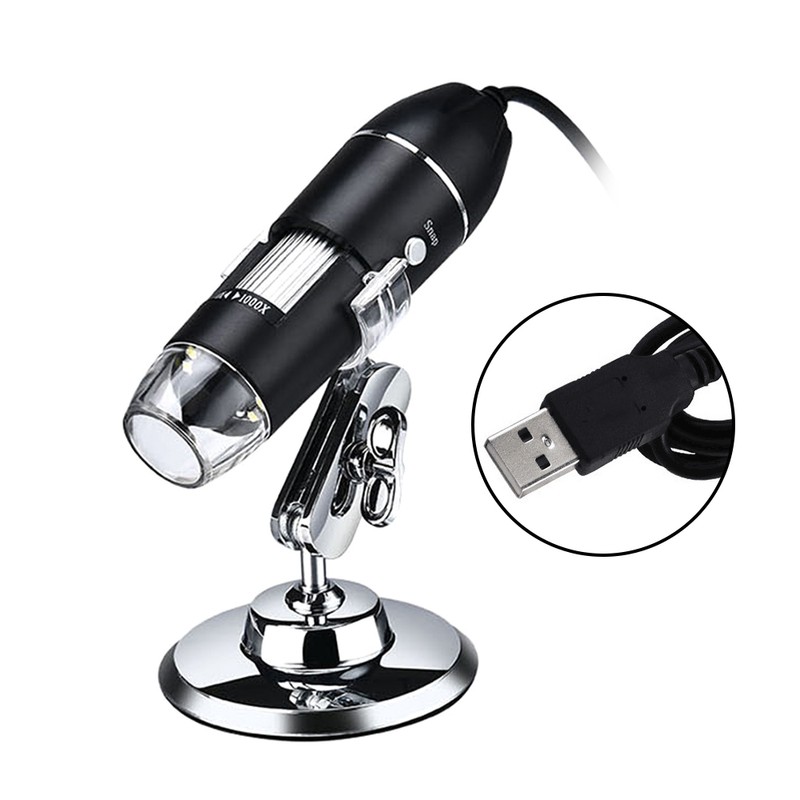 USB Digital Microscope 1000X Magnification Camera 8 LEDs with Stand