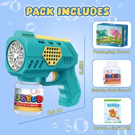 EagleStone Eaglestone Bubble Guns for Toddlers 2 Packs, LED Light Automatic Bubble Machine Gun for Kids 4-8, Bubble Toys with Bubble Solution,Concentrate, Bubble Blaster Party Favor, Summer Outdoor Toys Gift