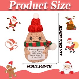 AXERHK Pocket Hug, Emotional Support Potato, Emotional Support Pickle Doll With Card, Cute Potato for Encouragement Friends Christmas New Years Eve Decorations (Christmas Hat Potato)
