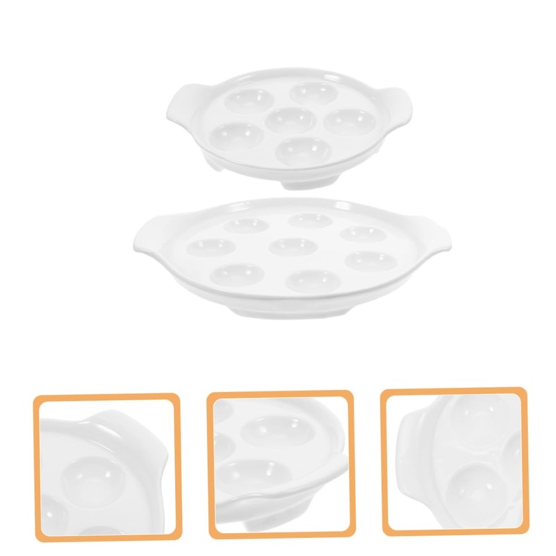 LIFKOME 2pcs Ceramic Escargot Baking Dish French Style Snail Platter