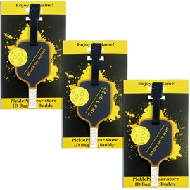 PickleProGear ID Tag Bag BudPickleball Bag Tag – Durable PVC Luggage ID Tag with Funny Pickleball Sayings – Travel & Sports Accessory for Playersdy - Set of 3 - Sports Luggage Tags