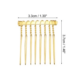 VOCOSTE 4 Pcs No Slip Hair Side Combs Accessories, Metal, Gold Tone, 1.3"