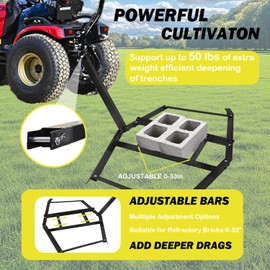 Eagwon Driveway Drag, 66" Heavy Duty Steel Driveway Drag Harrow with Pin-Style Hitch, Tow Behind Grader for ATV, UTV, Garden Lawn Tractors – Adjustable Bars for Efficient Driveway and Lawn Maintenance