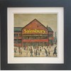 Greetingles Lowry-Style 12"/31cm Square Framed Print. Beautiful Black Ash Frame